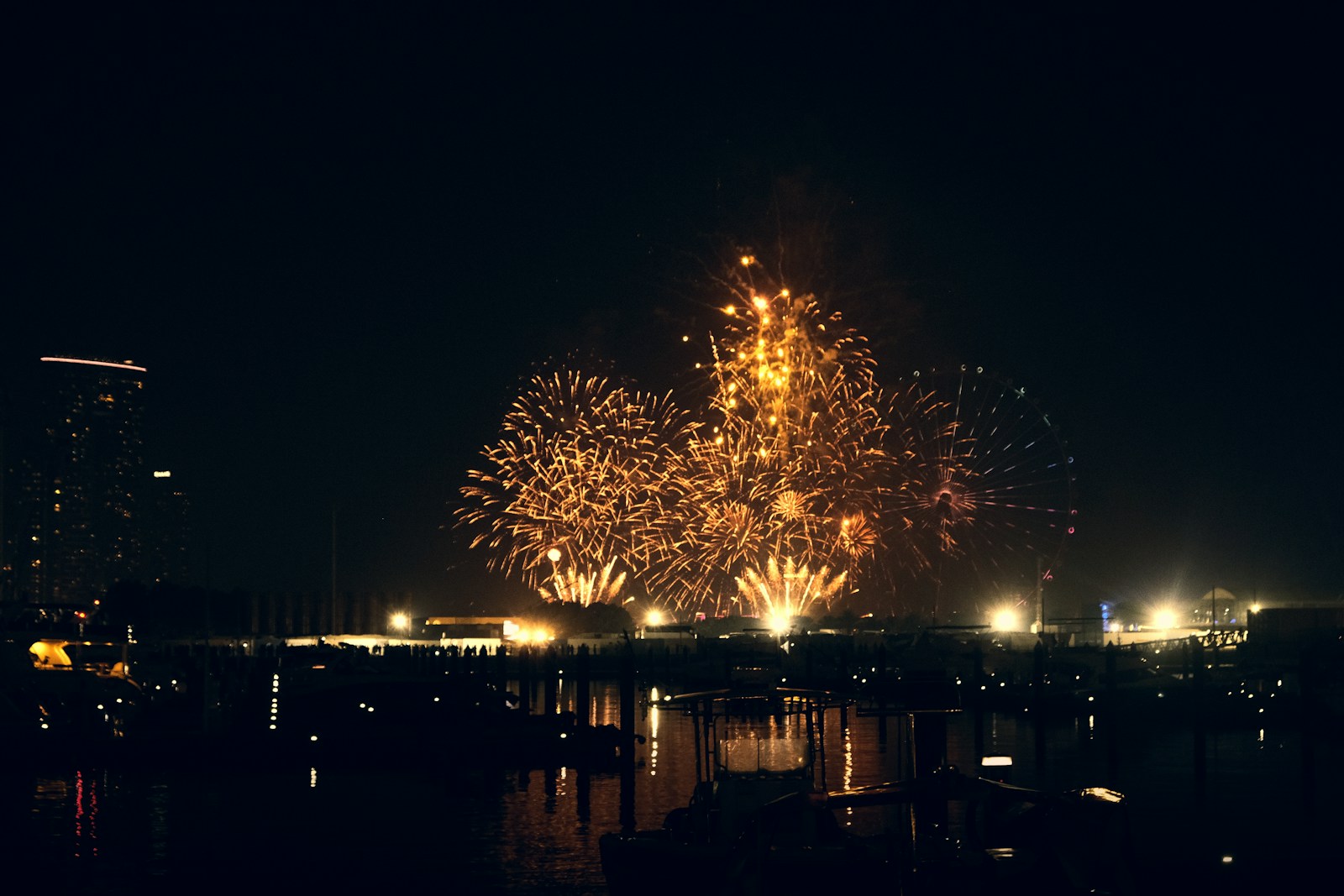 Fireworks over the Lowcountry waterfront in summer