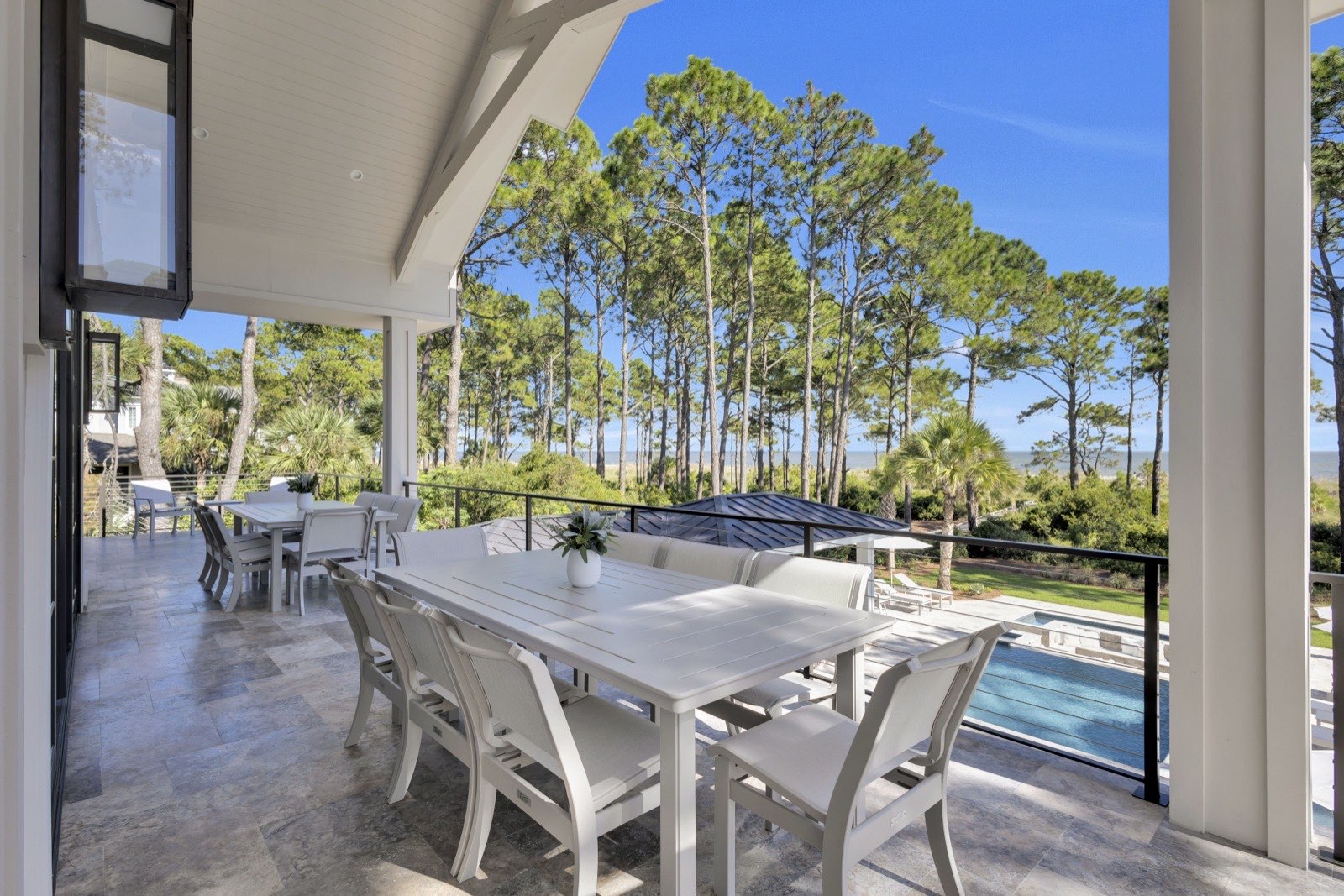 15 Bald Eagle covered veranda overlooking the pool toward the ocean horizon